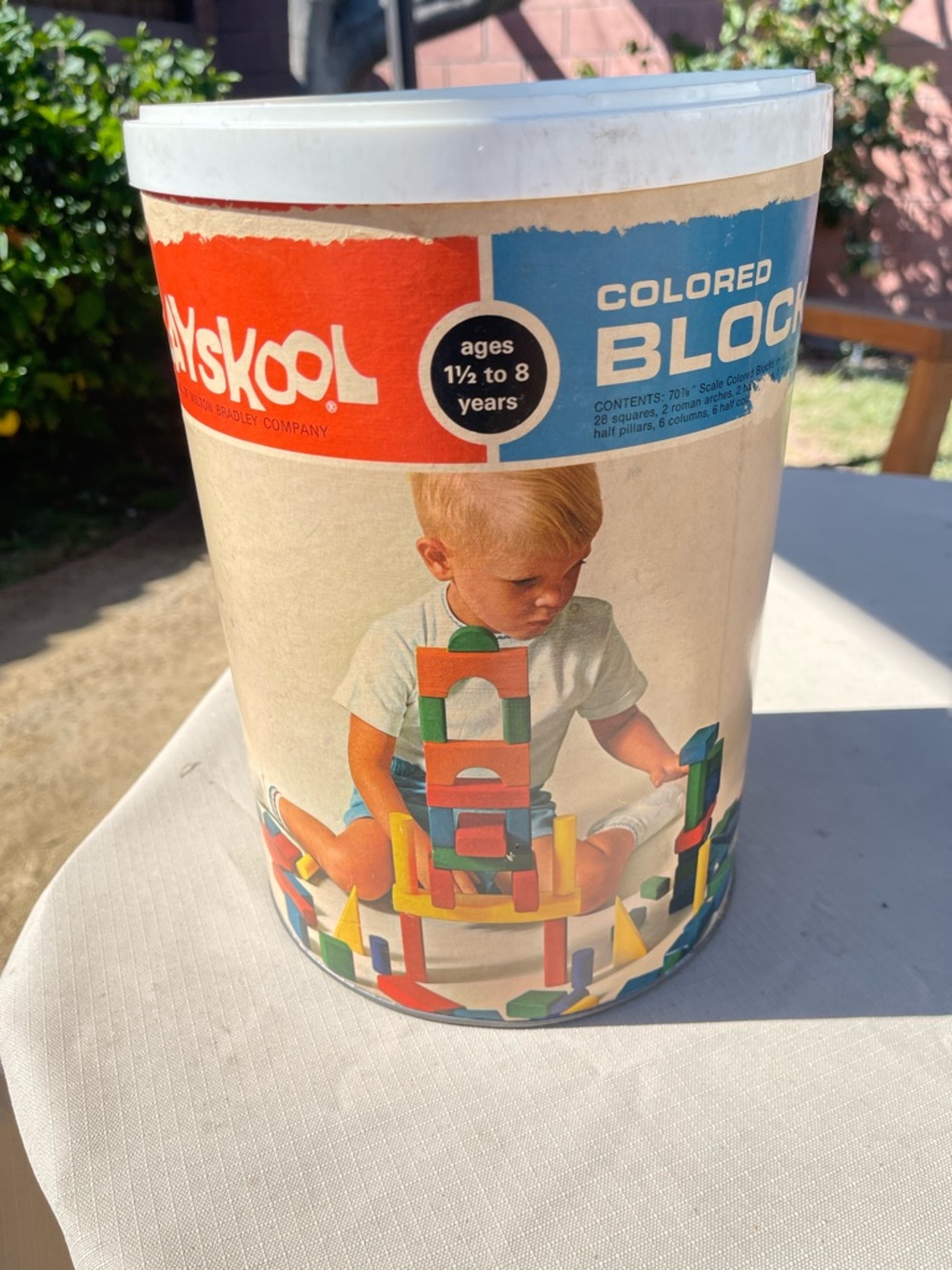Vintage 1969 PLAYSKOOL COLORED BLOCKS SET + Insert